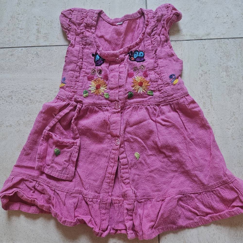 Pink Embroidered Kids Dress